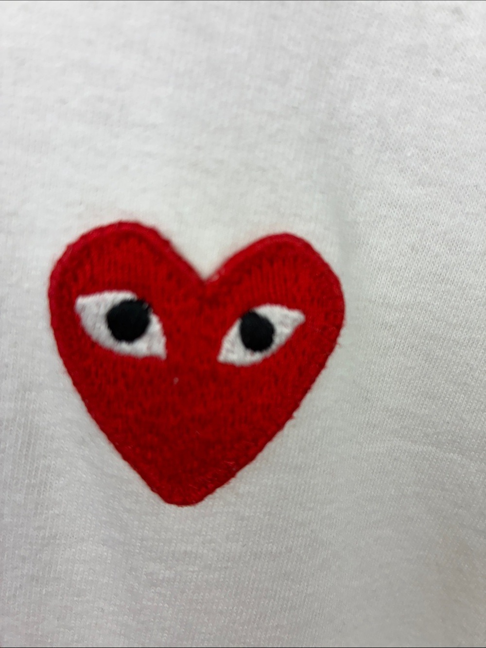 Comme des Garçons PLAY Heart Eye T-Shirt White Red Short Sleeve Crew Neck Tee L - Picture 7 of 11